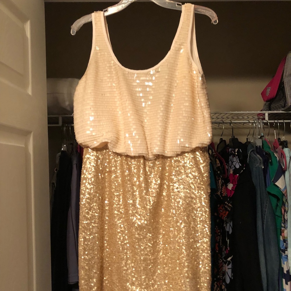Beige/gold dress perfect for Homecoming/prom